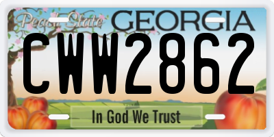 GA license plate CWW2862
