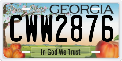 GA license plate CWW2876