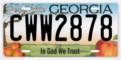GA license plate CWW2878