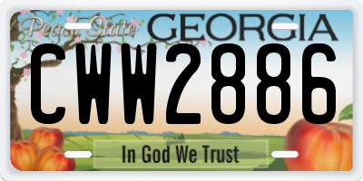 GA license plate CWW2886