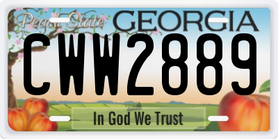 GA license plate CWW2889