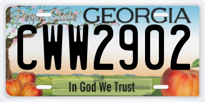 GA license plate CWW2902