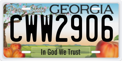 GA license plate CWW2906
