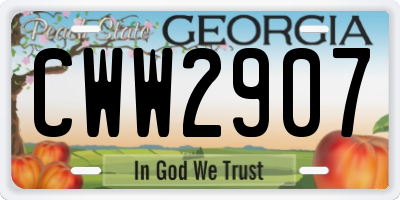 GA license plate CWW2907