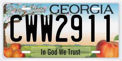 GA license plate CWW2911