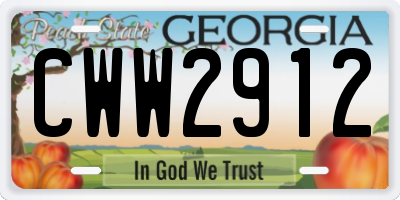 GA license plate CWW2912