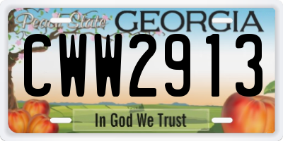 GA license plate CWW2913