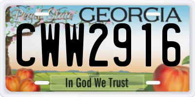 GA license plate CWW2916