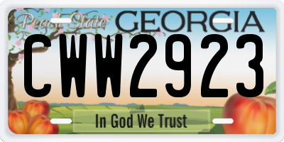 GA license plate CWW2923