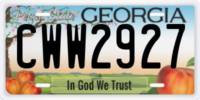 GA license plate CWW2927
