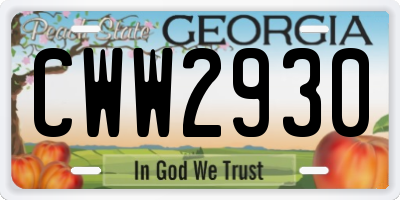 GA license plate CWW2930