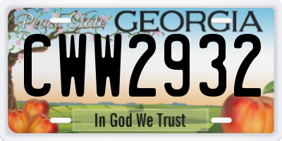 GA license plate CWW2932