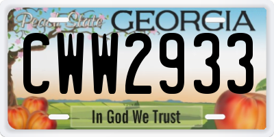 GA license plate CWW2933