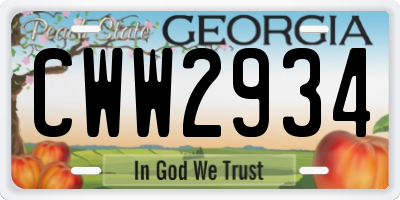 GA license plate CWW2934
