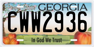 GA license plate CWW2936