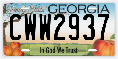 GA license plate CWW2937