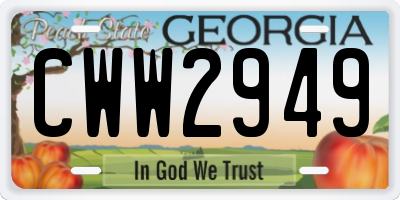 GA license plate CWW2949