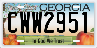 GA license plate CWW2951