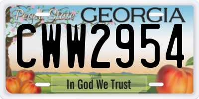 GA license plate CWW2954