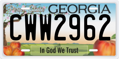 GA license plate CWW2962