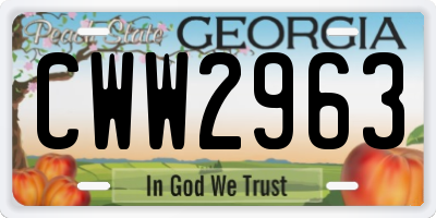 GA license plate CWW2963