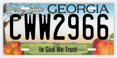 GA license plate CWW2966