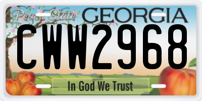GA license plate CWW2968