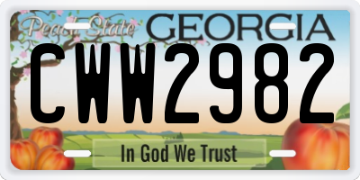 GA license plate CWW2982