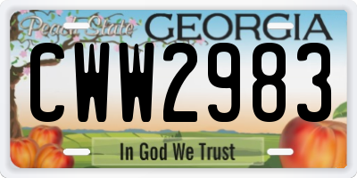 GA license plate CWW2983