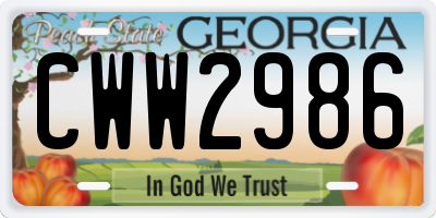 GA license plate CWW2986