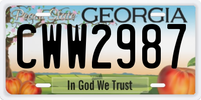GA license plate CWW2987