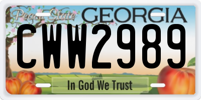GA license plate CWW2989