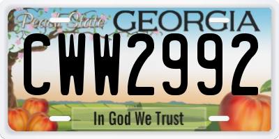 GA license plate CWW2992