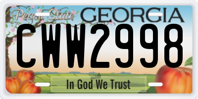 GA license plate CWW2998