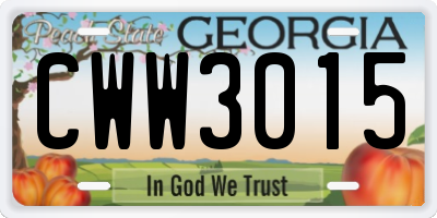 GA license plate CWW3015