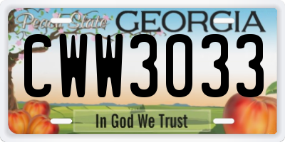 GA license plate CWW3033