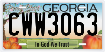 GA license plate CWW3063