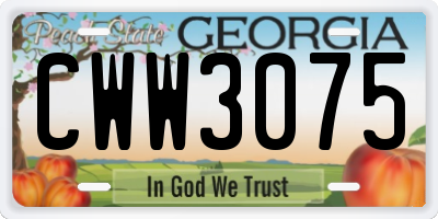 GA license plate CWW3075