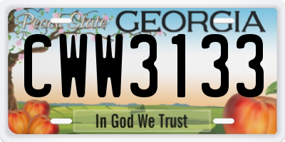 GA license plate CWW3133