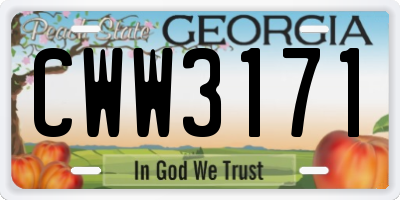 GA license plate CWW3171