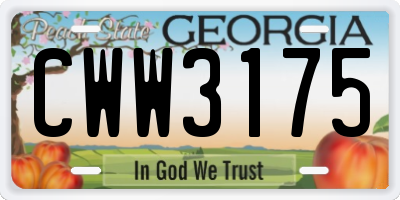GA license plate CWW3175