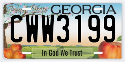 GA license plate CWW3199