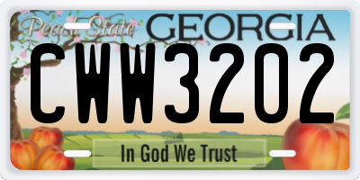 GA license plate CWW3202