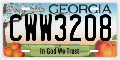 GA license plate CWW3208