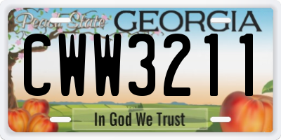GA license plate CWW3211