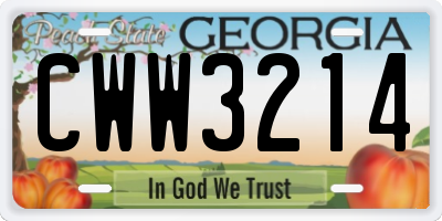 GA license plate CWW3214