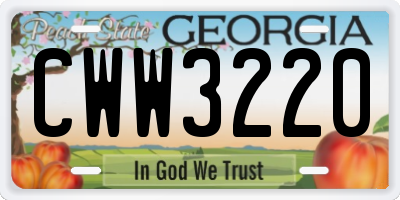 GA license plate CWW3220