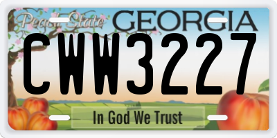 GA license plate CWW3227