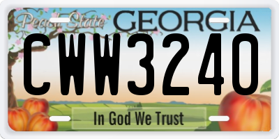 GA license plate CWW3240