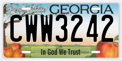 GA license plate CWW3242